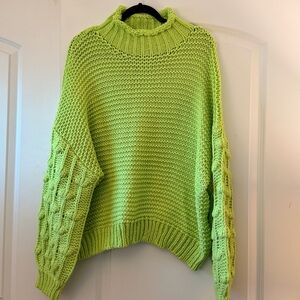 Boohoo Vibrant Green Cowl Neck Sweater